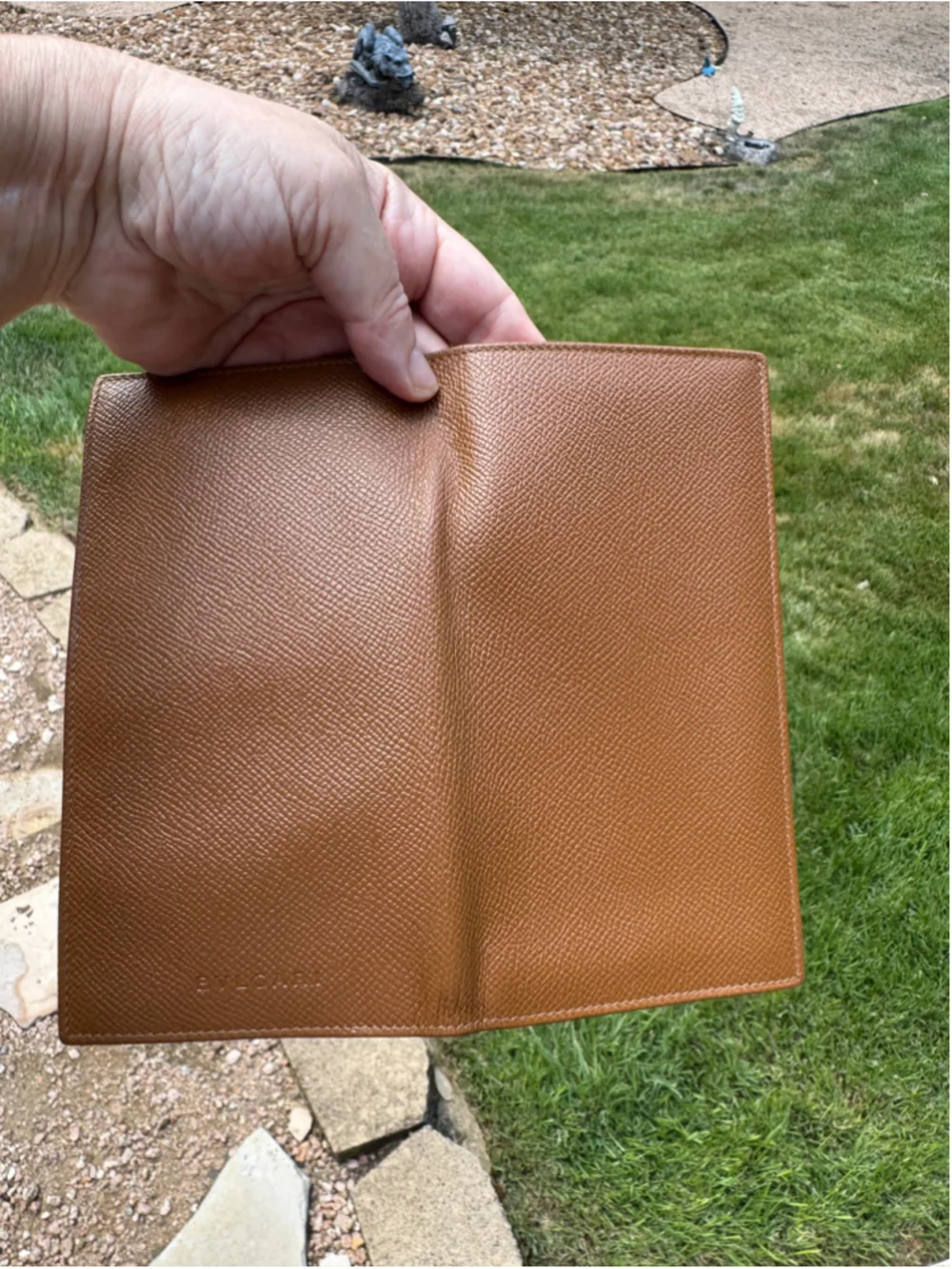 Bvlgari Tan Embossed leather Long Wallet